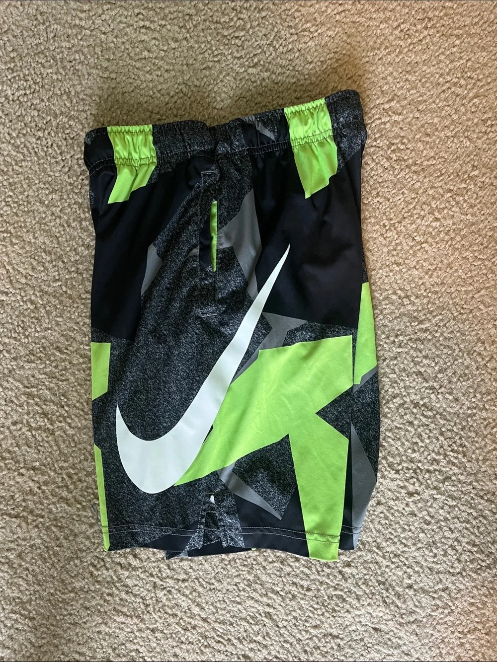 Nike Boys Black, Neon Green & Gray Athletic Shorts comes with free T shirt